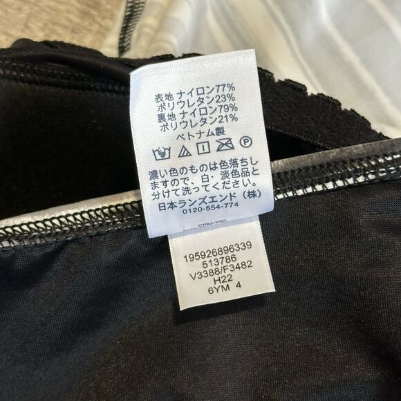 Lands End High Neck Modest Tankini Swim Top Womens 4 Black White Soft Cup Bra - Picture 8 of 8